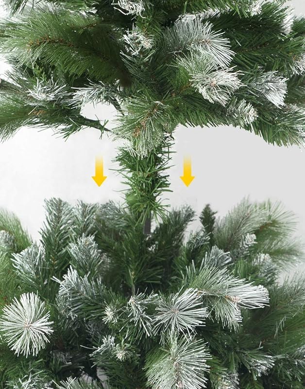 Solagua Árbol de Navidad Artificial Extra Relleno Abeto de Doble Hojas Combinadas 150-240cm Arboles C/Soporte Metálico (Nevado, 210cm 960Tips)