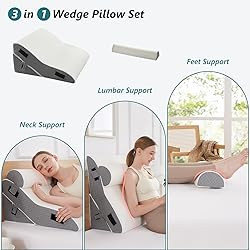 Longering Bed Wedge Pillow for Sleeping 3 PCS - 35D