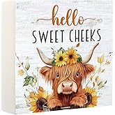 Christmas Highland Cow Bathroom Decor - Farmhouse Highland Cow Bathroom Decor Western Hello Sweet Cheeks Table Centerpiece, Suit for Apartment Home Toilet Shelves Toilet Restroom