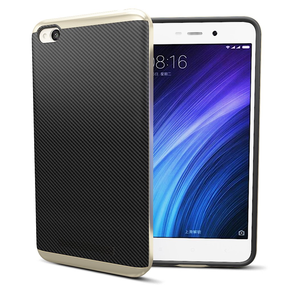 MTT Dual Layer Tough Armor Back Cover Case with Heavy Duty Protection for Xiaomi Redmi 4A (Gold)