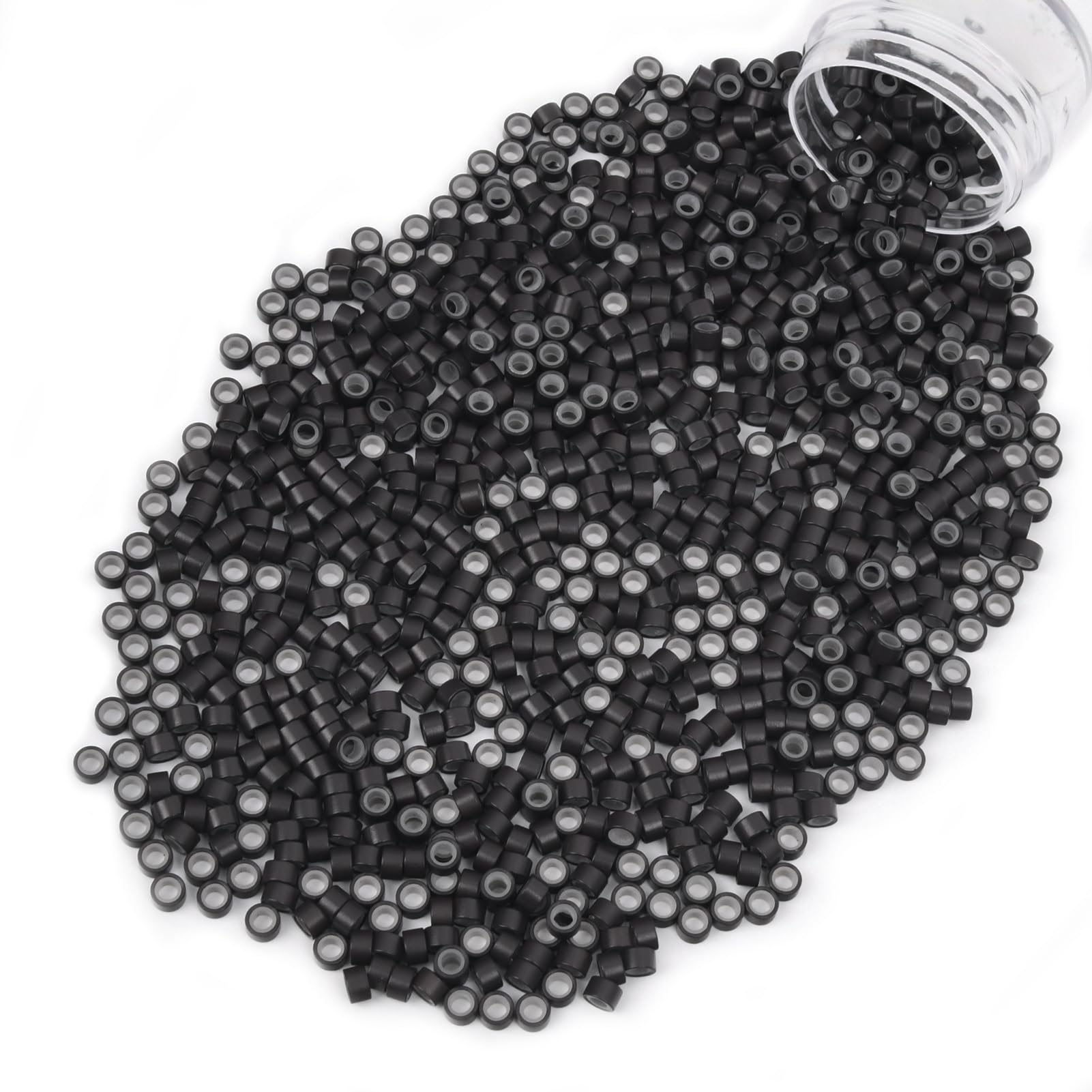 Vlasy 1000 Pcs Silicone Micro Rings for I Tip Hair Extensions 5mm Nano Beads Micro Links Hair Beads (Dark Brown)