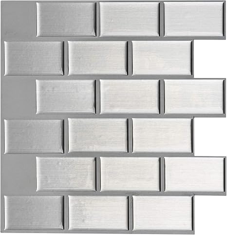 Amazon Com Art3d 12 X 12 Peel And Stick Wall Tile For Kitchen Backsplash Subway Silver 10 Home Kitchen