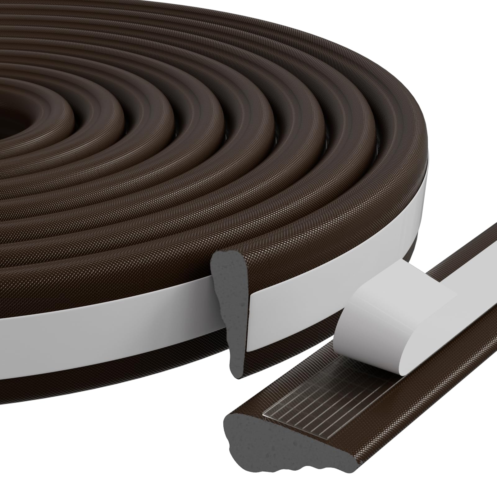 Photo 1 of 1 Pack*16.4 Ft Self-Adhesive Wedge Foam Window Weather Stripping Door Seal Strip, Soundproof Exterior Front Door Frame Gap Filler, Draft Stopper Foam Tape Noise Light Blocker (Brown)