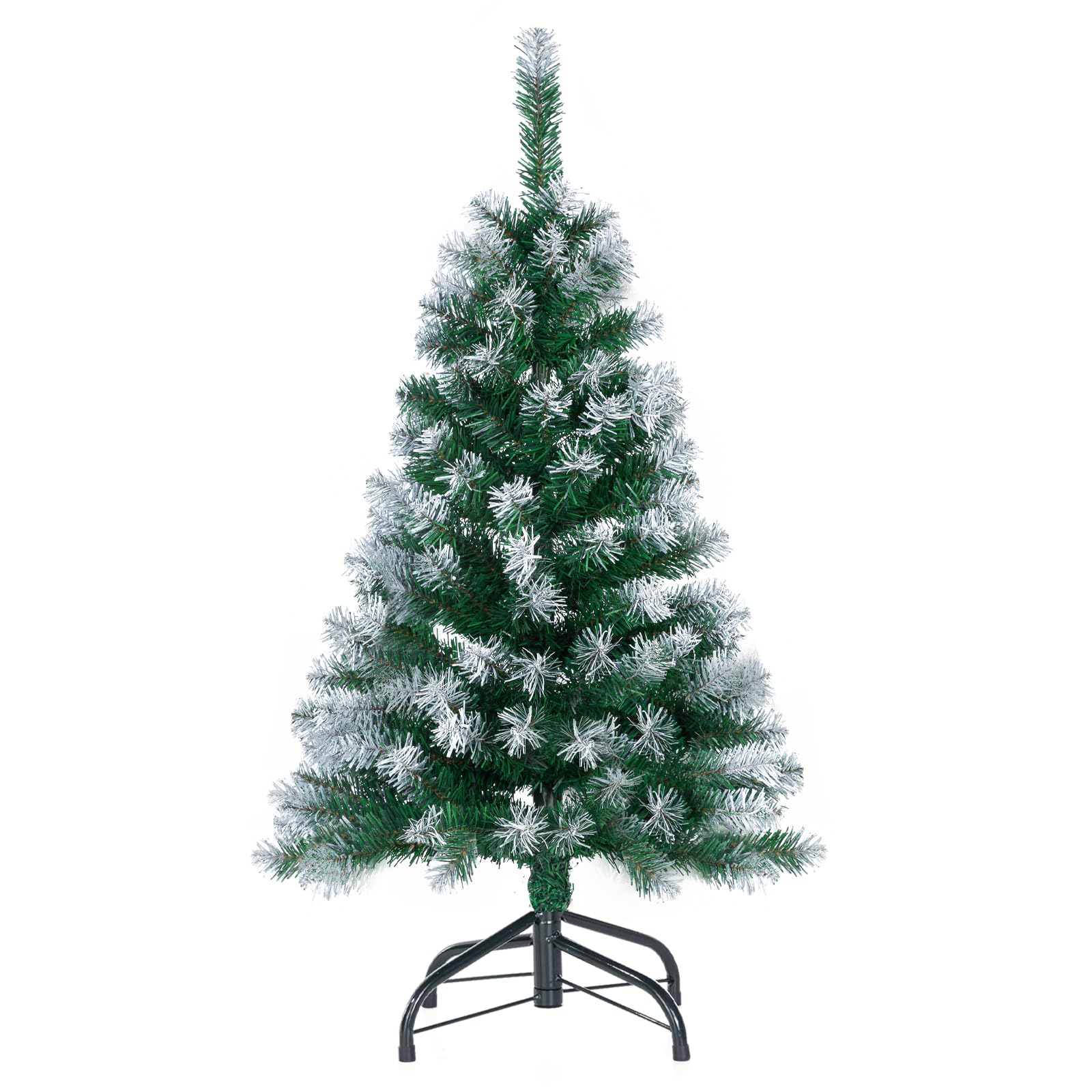 Photo 1 of 3Ft Artificial Christmas Tree Green Tabletop Christmas Tree with Flocking Snow Frost Tips Metal Stand Mini Xmas Pine Tree for Party Supplies Indoor Outdoor Holiday Home Decoration