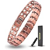 Fashtour Copper Magnetic Bracelet for Men, 2X Strength 99.99% Pure Copper Bracelet with Powerful Magnets and Sizing Tool