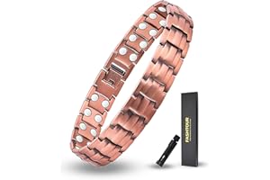 Fashtour Copper Magnetic Bracelet for Men, 2X Strength 99.99% Pure Copper Bracelet with Powerful Magnets and Sizing Tool