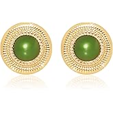 LAYWAF Faux Pearl Gold Plated Stud Earrings for Women, Hypoallergenic Stainless Steel Ear Pin, Available in a Variety of Pearl Colors