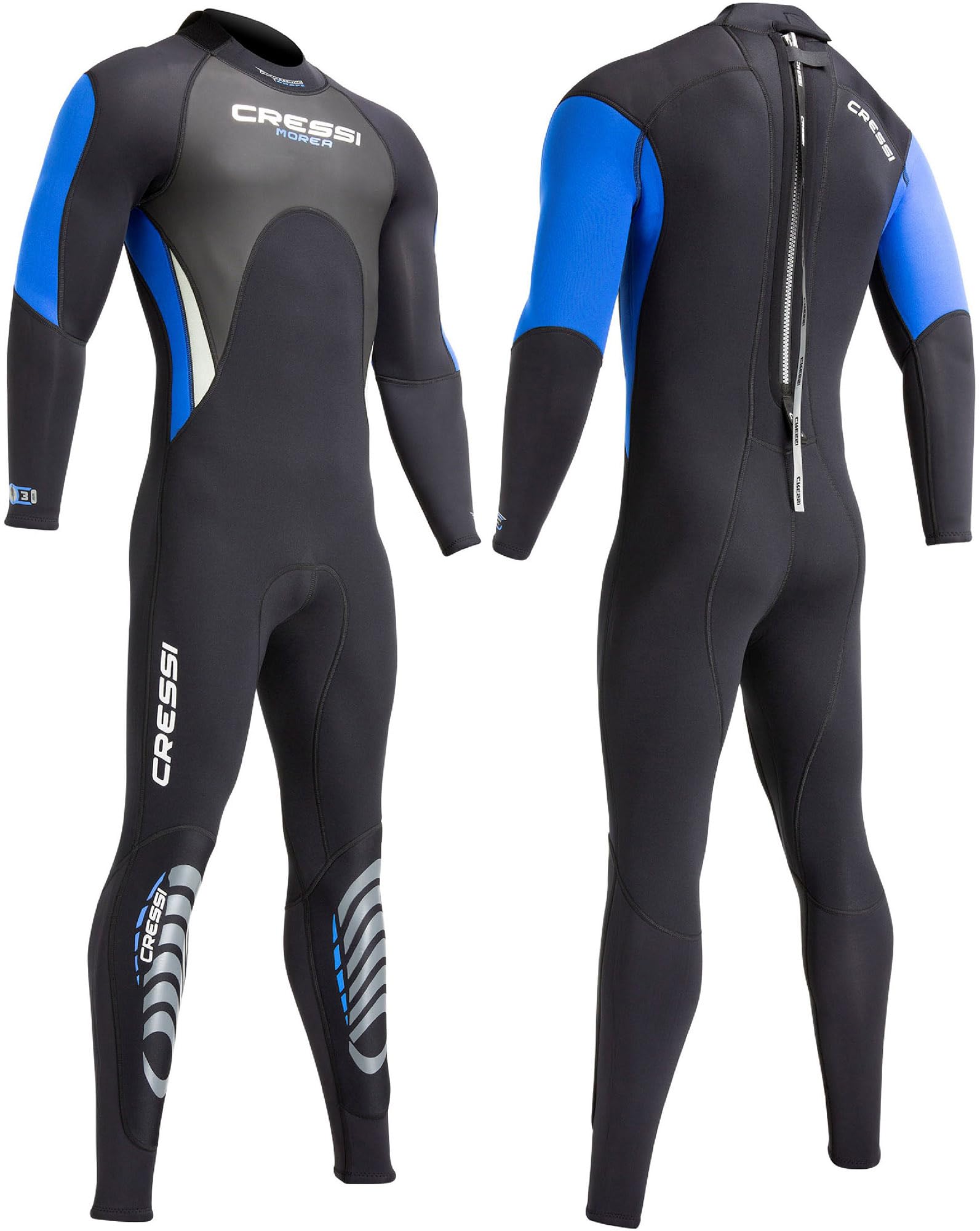 Cressi Men's Morea 3 mm Neoprene Wetsuit - Black/Blue, Medium/Size 3