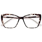 AMOMOMA Trendy TR90 Oversized Blue Light Reading Glasses Women,Stylish Square Cat Eye Glasses AM6031