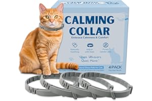 Virine Calming Down Collar for Cats Pheromones Anxiety Relief Calming Collar Cat Relaxer 4 Pack, 60 Days of Calming Each Collar, Adjustable Size for All Cats (White)