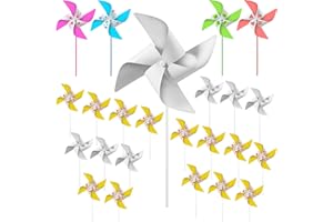 CHALYNA 24 Pieces DIY Paper Pinwheels Handmade White Blank Paper Pinwheels for Boys and Girls Graffiti Paper Craft, School Work, Home Crafting, Craft Group Activities