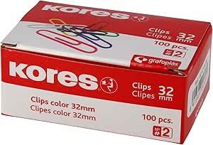 Kores 470499 Caja de Clips Plastificados, Multicolor, nº 2 (32 ...