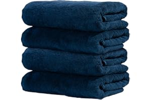 Ôhm - Terry Cloth Towel Set - 4 Extra Fluffy & Soft Bath Towels - 27x54 Inch - for Home, Hotel & Spa Turkish Cotton & Oeko-TEX Certified - Navy Blue