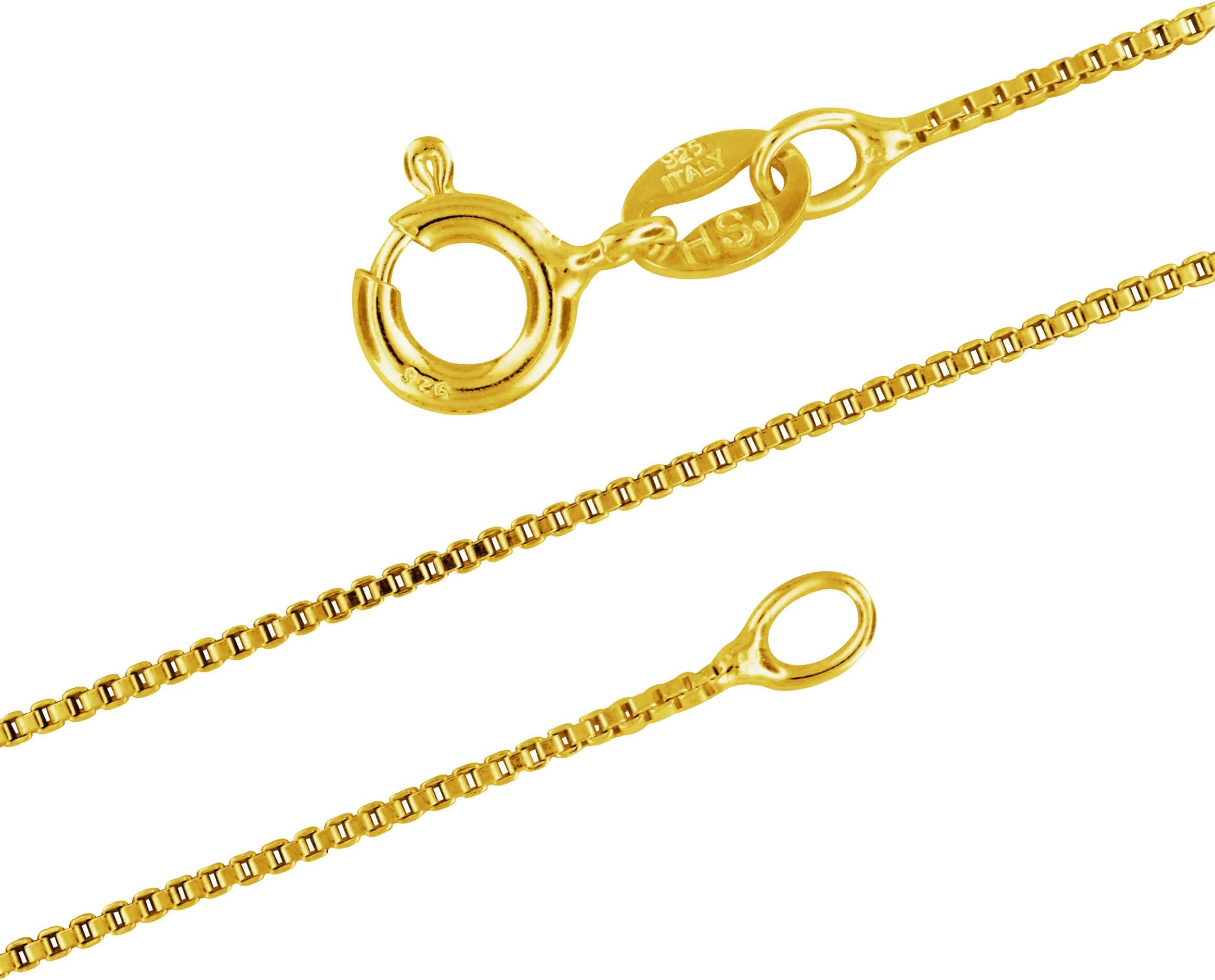 Hawaiian Silver Jewelry14kt Yellow Gold Plated Sterling Silver 1mm Box Chain Necklace Solid Italian Nickel-Free, 14-36 Inch