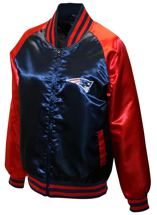 Buy Nfl Women S New England Patriots Satin Team Spirit Jacket Nautical Blue Red Small Online At Low Prices In India Amazon In
