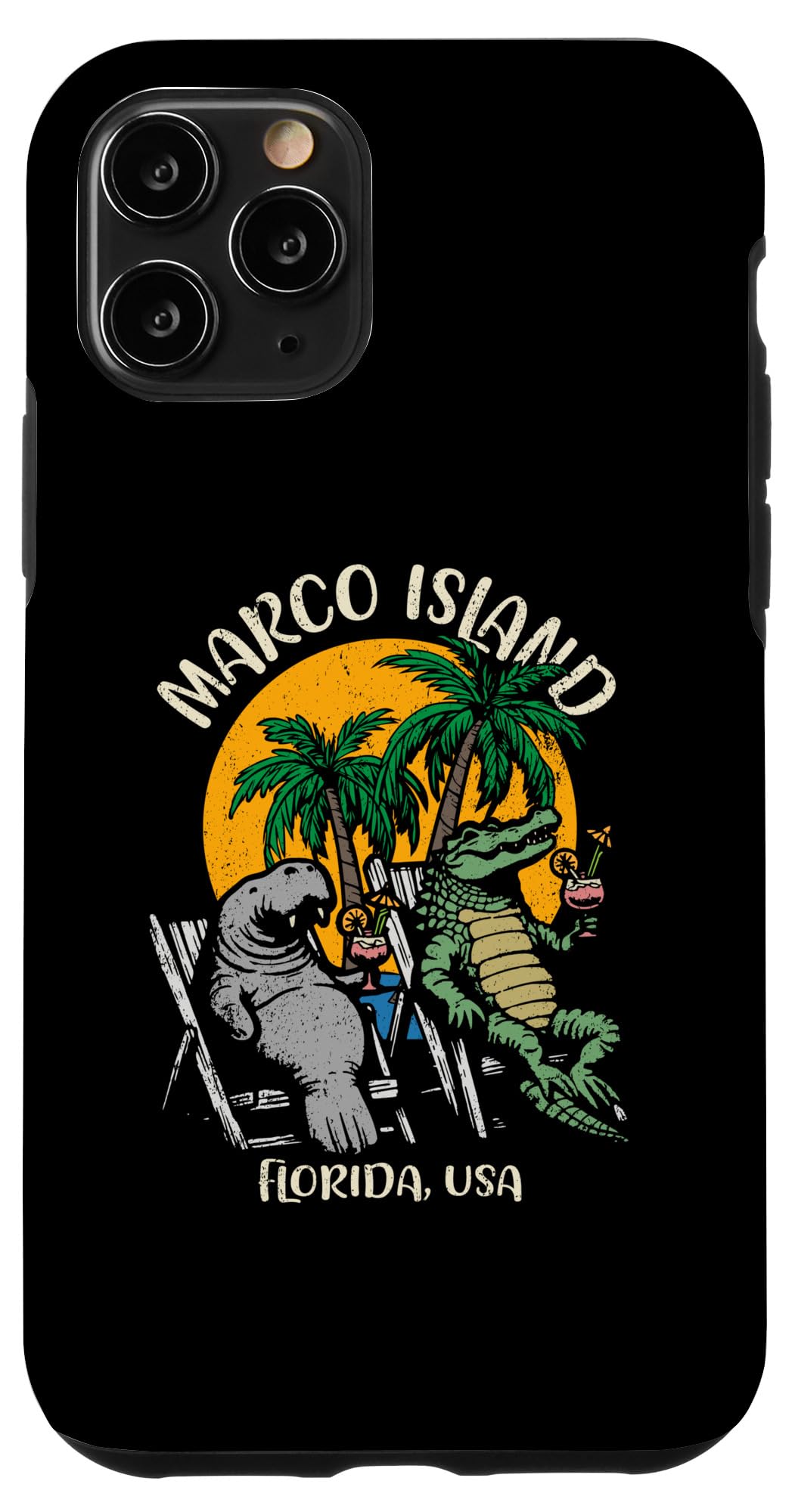 iPhone 11 Pro Marco Island Florida USA Funny Manatee Alligator Design Case