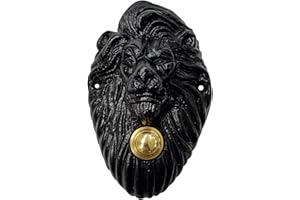 Akatva Lion Shaped Doorbell Button Replacement – Solid Brass Doorbell Ringer Button – Vintage Lion Decorative Bell Push Button with Rustic Handmade Design – Antique Black Finish