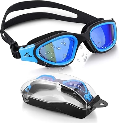 Amazon Com Swim Goggles Recreation Skl Watertight Swimming Goggles Wide View Swim Goggles With No Leaking Anti Fog Uv 400 Protection Lens And Protection Case For Adult Men Women Youth Teens Clothing