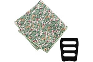 GHTIYLP Floral Cotton Pocket Squares for Men with Pocket Square Holder Flower Men's Handkerchiefs for Wedding Groom Casual