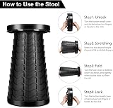 LUXJET Portable Folding Stool 180kg Load Adjustable 6-46cm Black view 7