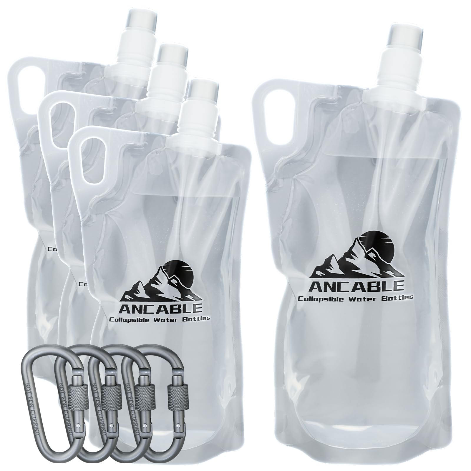 Photo 1 of 1L Hiking Collapsible Water Bottles, 4-Pack 33OZ BPA-Free Foldable Backpacking Water Bottle for Travel Camping Hiking