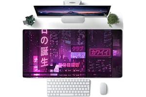 CYZFF Purple Gaming Mousepad Japanese Desk Mat XXL Extended Anime Cool Large Mouse Pad Keyboard Mouse Mat Desk Pad for Computer Laptop Gamers 31.5''X15.7'' Non-Slip Rubber Base with Stitched Edges