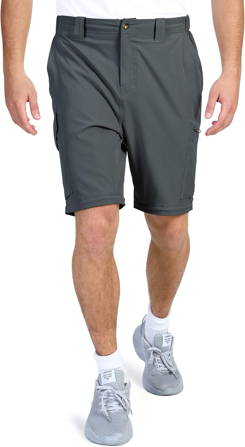 33,000ft Men's Convertible Hiking Pants, Quick Dry Stretch Zip-Off Pants, Lightweight Cargo Pants for Camping, Fishing: Clothing