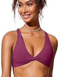CRZ YOGA Womens V Neck Bikini Tops Twist Front