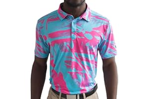YATTA GOLF - Mens Golf Shirt Moisture Wicking Quick-Dry Short Sleeve - Standout Performance Casual Polo Shirts for Men