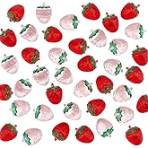 UNICRAFTALE 2 Colors Acrylic Strawberry Charms 3D Transparent Strawberry Charms Cute Fruit Hanging Ornament for Jewelry Making Bracelets Necklaces Accessories