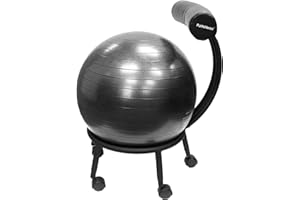 PurAthletics ZenZu Ball Chair, Adjustable 4 Position Height for Users, Sturdy Steel with 5 Legs, Ideal for Office, Home Compu