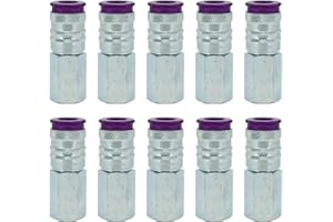 ColorFit by Milton HIGHFLOWPRO™ 764VC Pneumatic Coupler - (V-Style, Purple) - 1/4" NPT Female, (Box of 10)