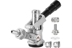 CHCIYICH All 304 Stainless Steel Keg Coupler - Sankey D System Beer Keg Tap Dispenser for ID 5/16" Beer Line CO2 Tubing, Kegerator Tap with 2 Hose Clamp, Kegerator Replacement Parts, Kegerator Accessories