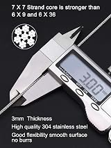 TooTaci 3mm Wire Rope 20M Stainless Steel Cable Kit with 10 Crimp Sleeves 8 view 4