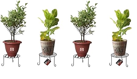 Erbanize 9 inches Iron Plant Stand/Planter Stand/Flower Pot Stand/Plant Holder for Home, Office, Balcony, Garden, Living Room. Set of 04 Pcs
