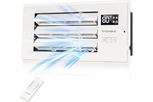 VIVOHOME 4'' x 10'' Opening Register Booster Fan with Adjustable Wind Direction Louver, Smart Intelligent Thermostat & 10-Spe