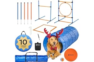 PetCove Dog Agility Course Backyard Set, Dog Agility Equipment, Dog Obstacle Course Backyard, Agility Training Equipment for Dogs, Dog Agility Tunnel