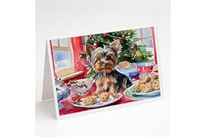 Caroline's Treasures DAC3896GCA7P Yorkshire Terrier Yorkie Christmas Cookies Greeting Cards Pack of 8 Blank Cards with Envelopes Whimsical A7 Size 5x7 Blank Note Cards