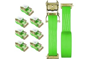 SALUINOKI 8Pack E-Track Straps Ratchet Etrack Strap Box Truck Strap Tie Down Heavy Duty 2" x15' 4400lbs Breaking Load, 2200 W