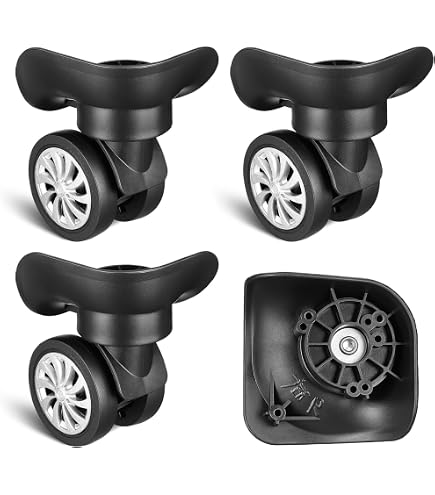 Suitcase Wheel Replacement – 1 Pair Black Nylon Swivel Caster Wheels With Screws, Universal Luggage Repair Kit