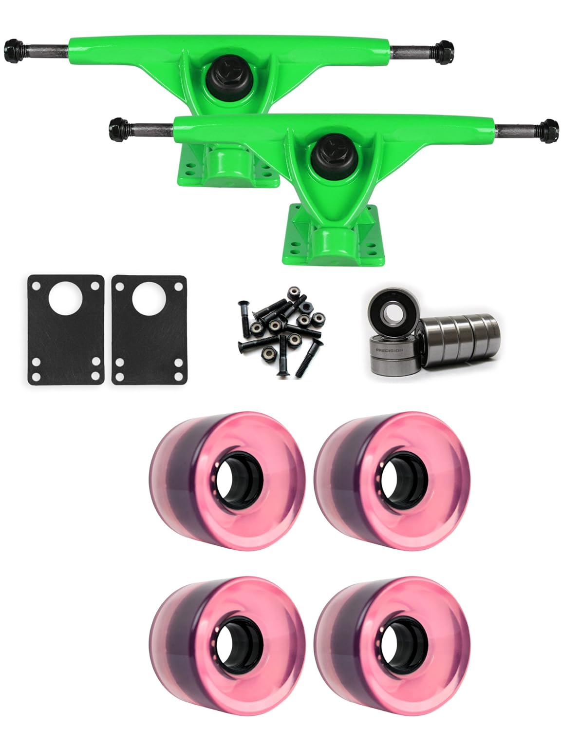 44 Cピンククリア Trucksホイールパッケージ60 7424 Mm A X Mm Rkpグリーンlongboard B01ij8fn0g トラック 絶妙なデザイン