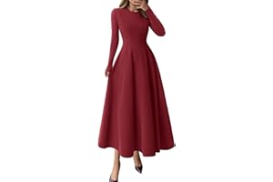 PRETTYGARDEN Cocktail Dresses for Women 2025 Elegant Classy Fall Long Sleeve Midi A Line Flowy Modest Winter Party Dress