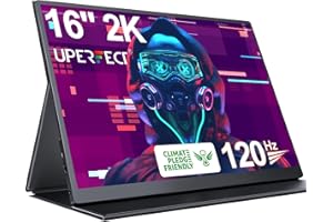 UPERFECT 2K 120Hz Portable Gaming Monitor, 16" 2560x1600 QHD Portable Monitor HDR FreeSync Laptop Monitor w/VESA & Smart Case