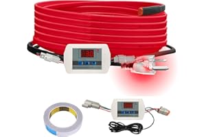 OEBLD Heat Tape for Water Pipes 15FT, Replaceable Smart Thermostat for Pipe Freeze Protection, Self-Regulating Roof Deicing Cable for Metal and Plastic Home Pipes