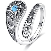 ZPMMPZ Spoon Ring 925 Sterling Silver Adjustable Vintage Ring Gemstone Jewelry Gifts for Women