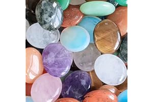 LAIDANLA 10PCS Healing Crystals Palm Stone Set Oval Crystal Amethyst Rose Quartz Obsidian Clear Quartz Polished Natural Stones Pocket Gemstone Home Decoration for Meditation and Anxiety Stress Relief