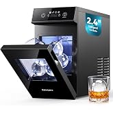EUHOMY 2.4" Clear Ice Ball Maker Countertop, 2Pcs in 60Mins, 48Pcs/Day, Timer, Self-Cleaning Round Ice Cube Maker with Crystal Clear Ice, Sphere Ice Maker Machine for Whiskey &amp; Bourbon