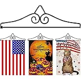 HRXMS Wrought Iron Garden Flag Holder - Easy to Assemble Banner Hanger with Rust Resistant Coating - Ideal for Small Flags and Quilts, Great Yard or Wall Decor