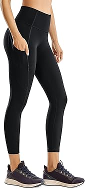 CRZ YOGA Womens Naked Feeling Workout Capris Leggings 23'' - High Waisted Gym Tummy Control Yoga Pants with Pockets
