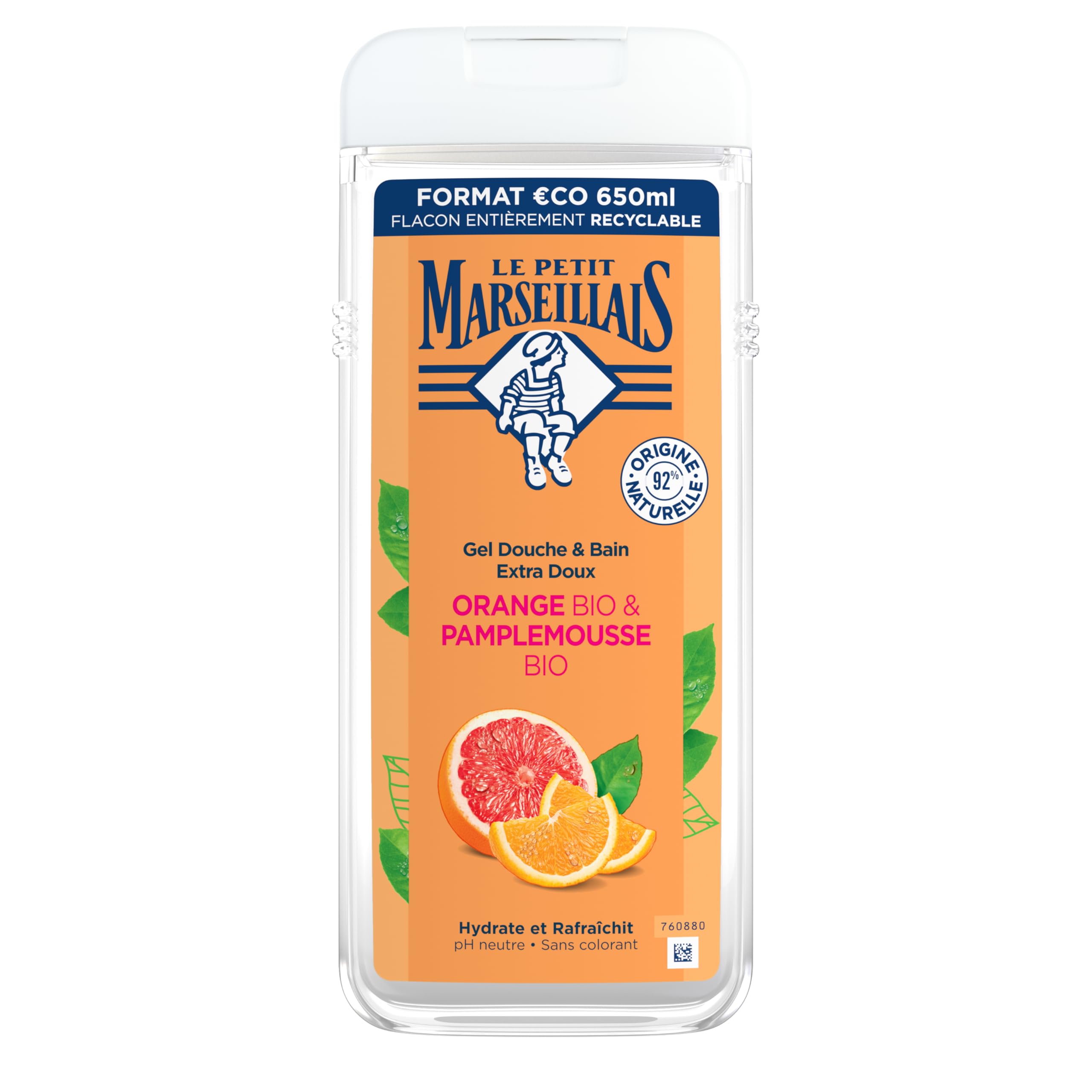Le Petit Marseillais Extra Gentle Bath & Shower Gel Orange & Grapefruit Organic 650ml